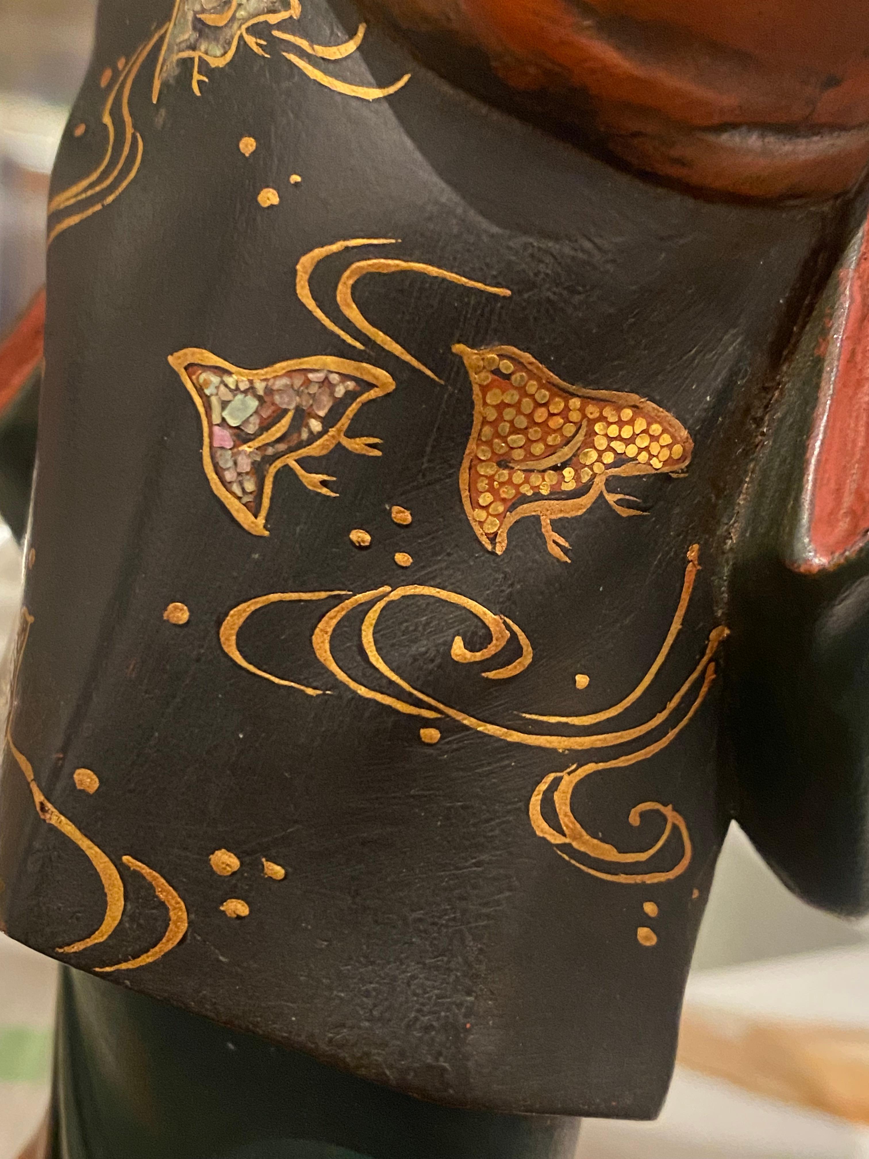 Antikes japanisches Okimono aus Lackholz, signiert Ryuichi, Meiji-Ära, um 1890. 6