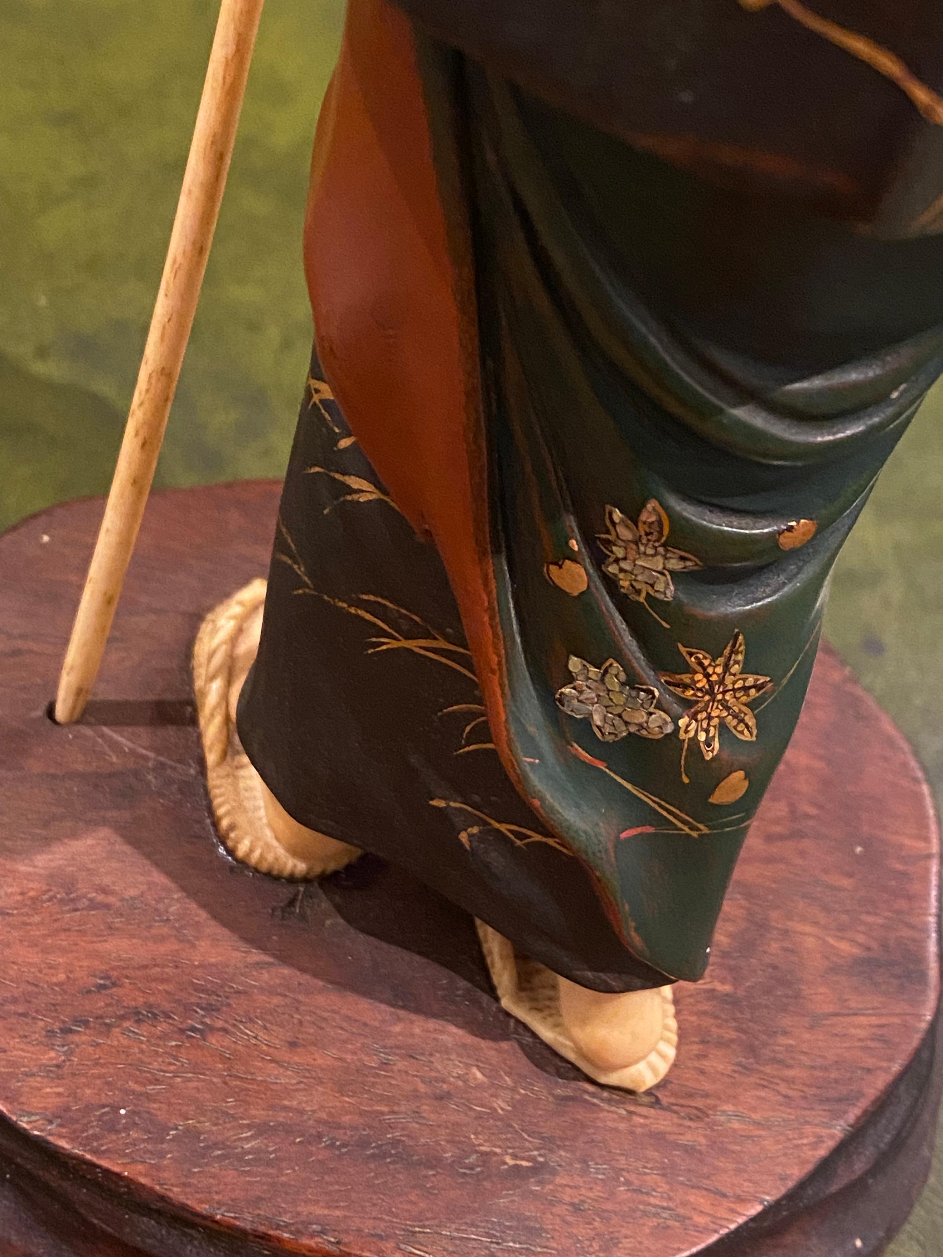Antikes japanisches Okimono aus Lackholz, signiert Ryuichi, Meiji-Ära, um 1890. 7