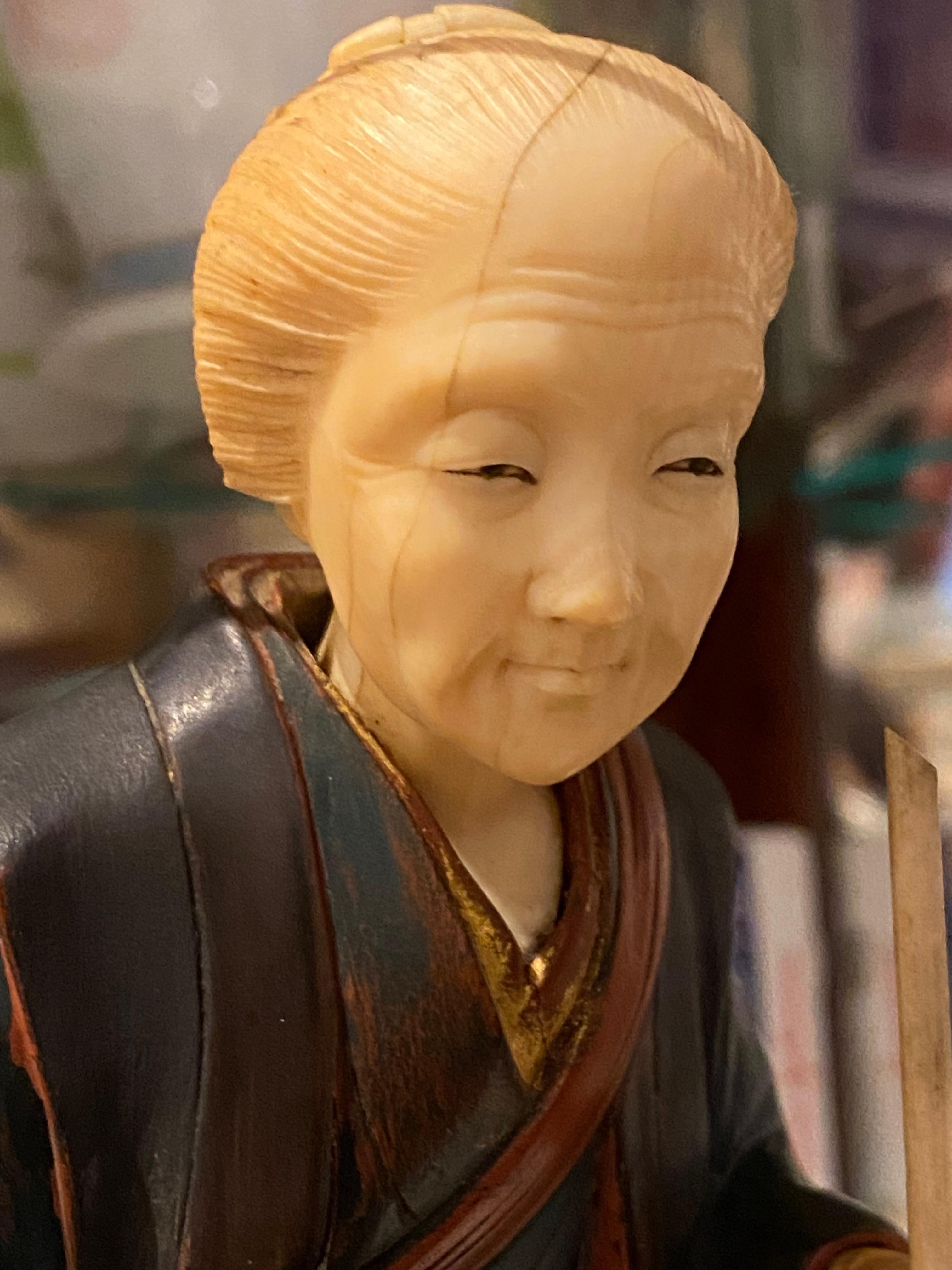 Antikes japanisches Okimono aus Lackholz, signiert Ryuichi, Meiji-Ära, um 1890. 4
