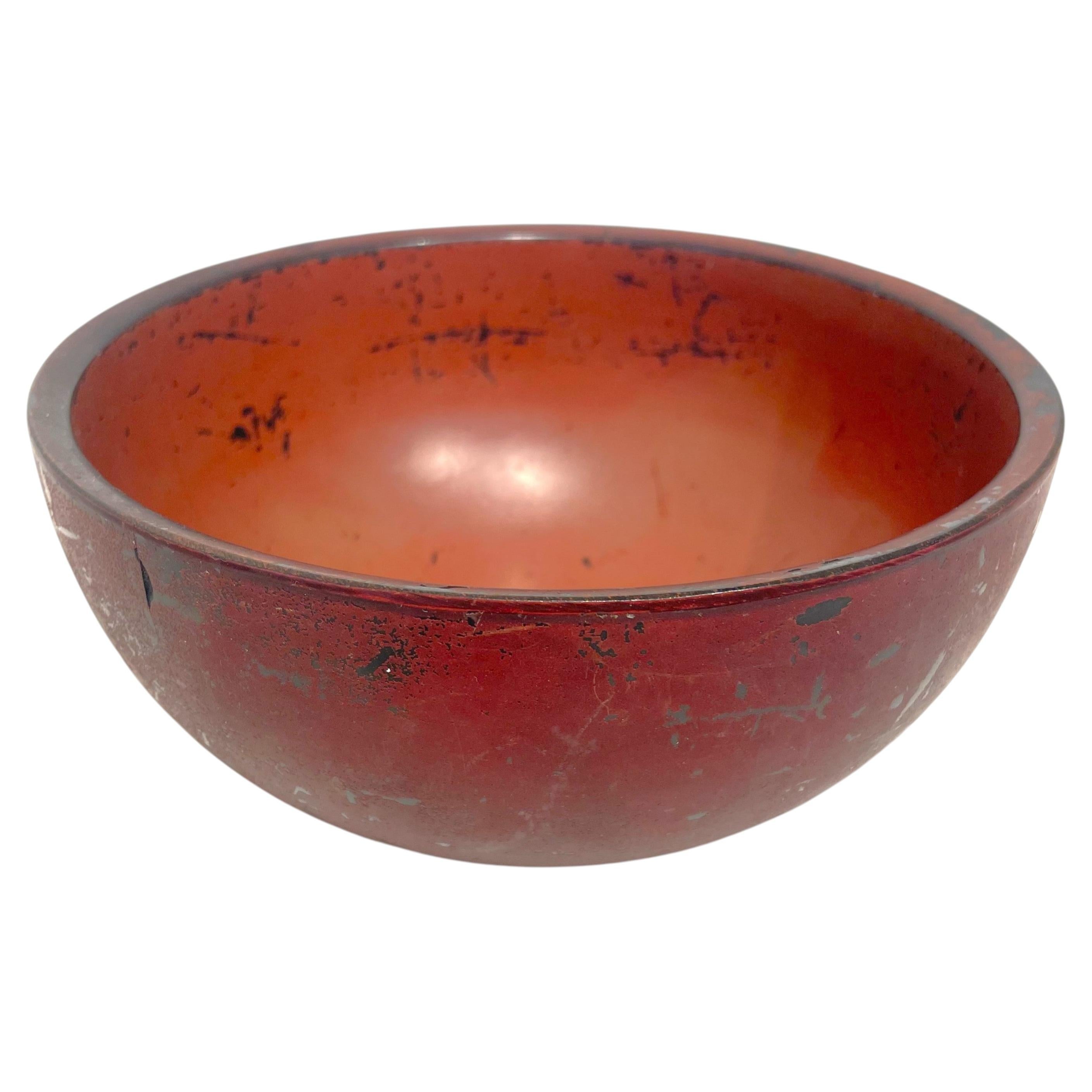 Antique Japanese Lacquered Red Bowl, Decorative, Circa 1900-1950