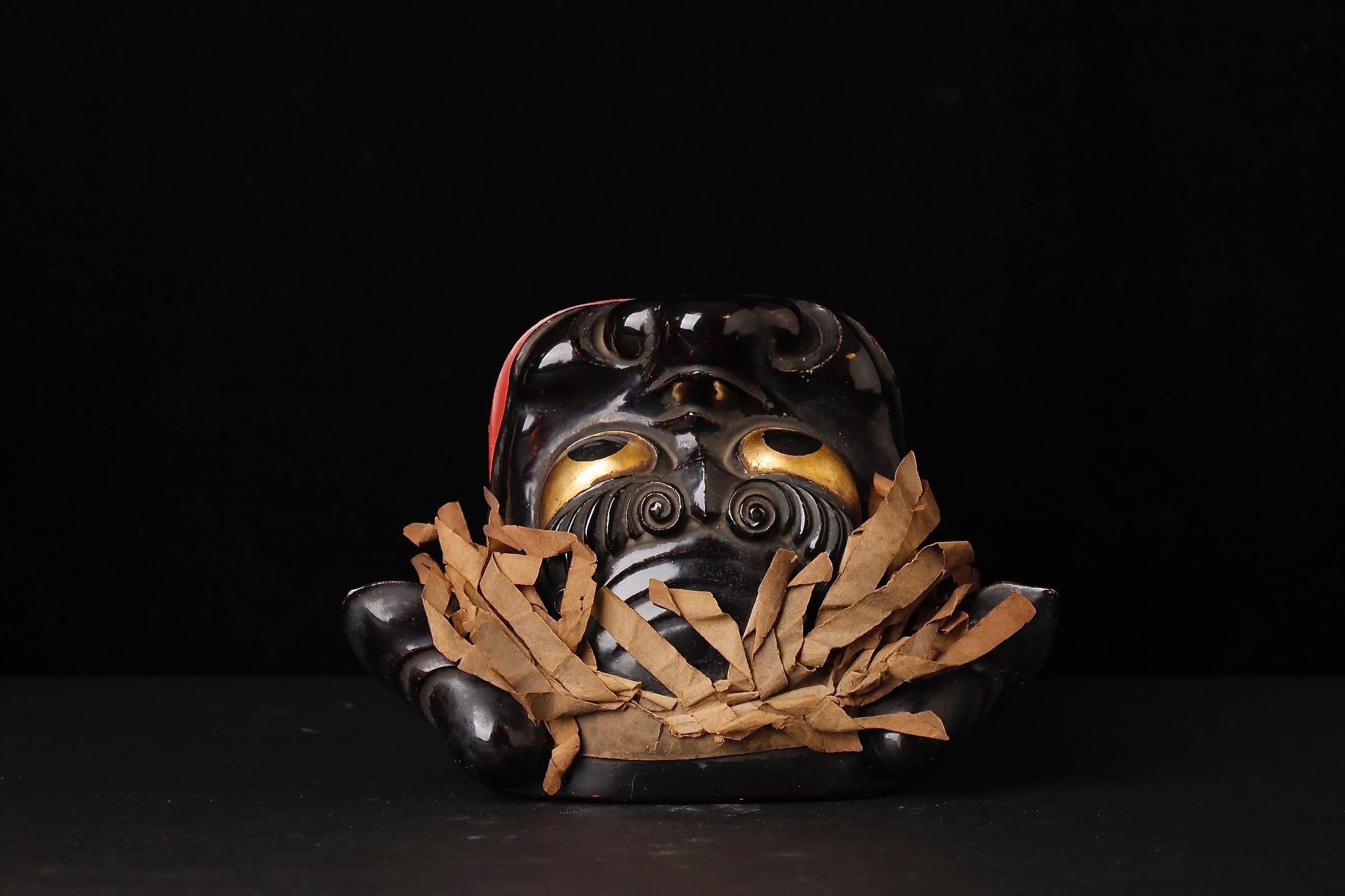 Antike japanische lackierte Shishi-gashira Löwenmaske - Edo bis Meiji Periode im Angebot 4