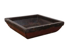 Antique Japanese Lacquered Square Wood Bowl Tray Bonsai Pot Planter 14"