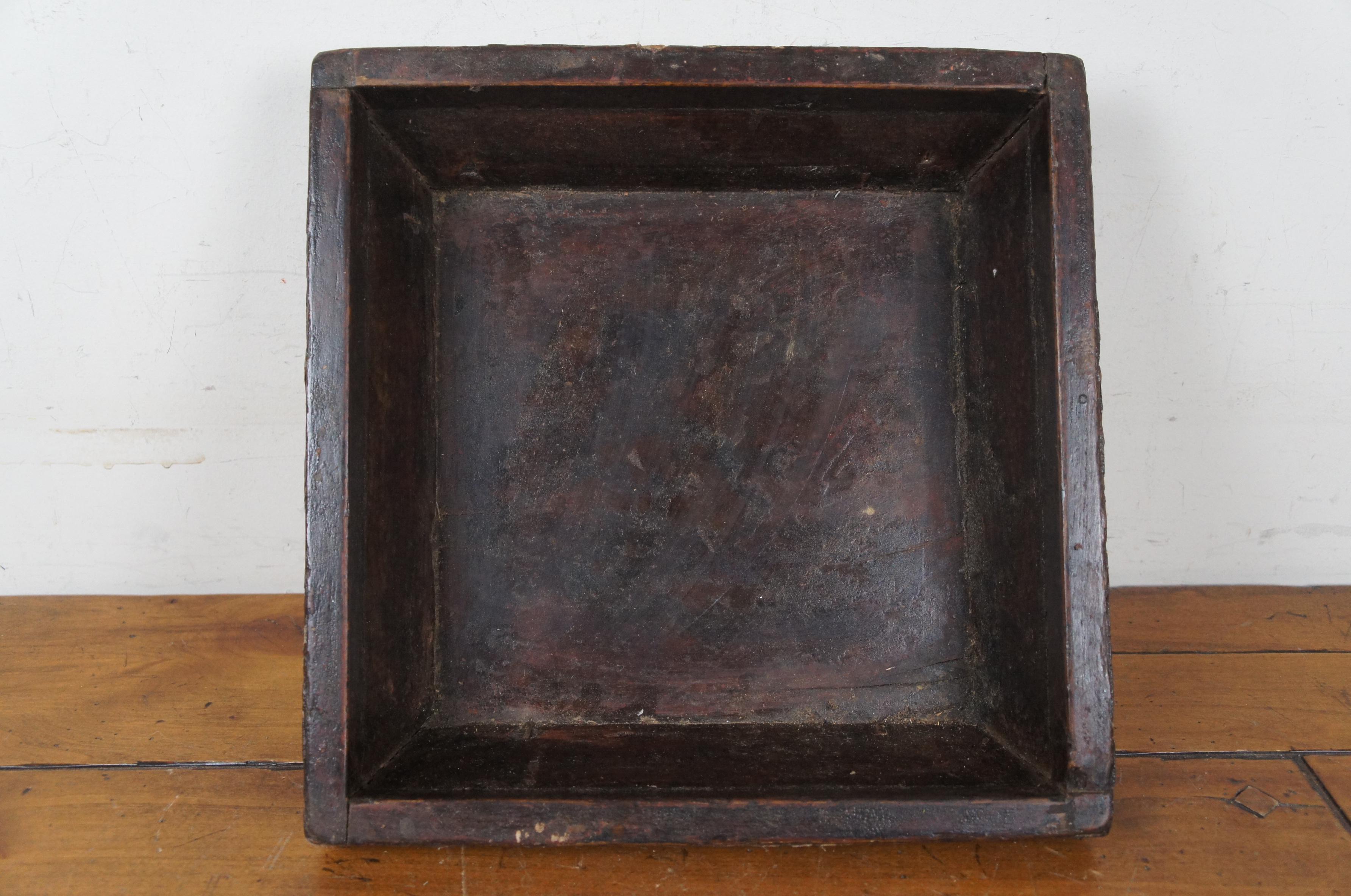 Hardwood Antique Japanese Lacquered Square Wood Bowl Tray Bonsai Pot Planter 14