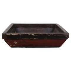 Antique Japanese Lacquered Square Wood Bowl Tray Bonsai Pot Planter 14"
