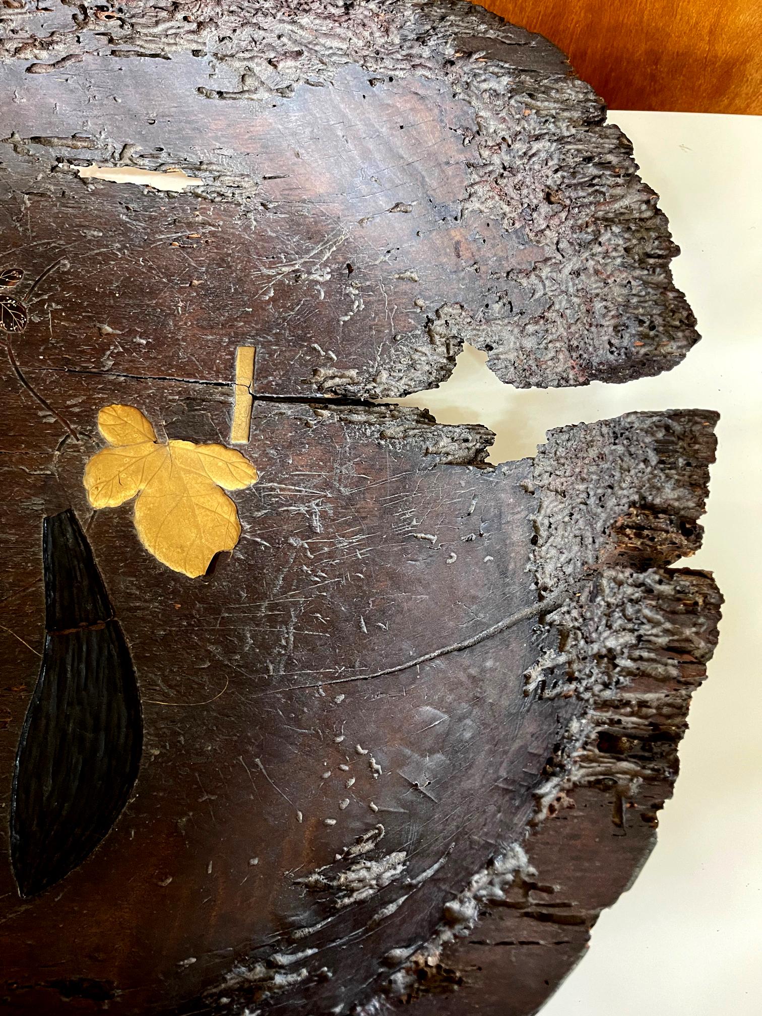 Antike japanische Wabi-Sabi-Schale aus lackiertem Holz im Angebot 5