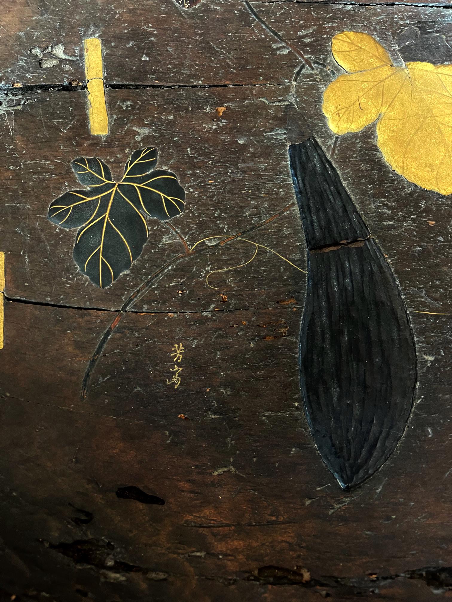 Antike japanische Wabi-Sabi-Schale aus lackiertem Holz im Angebot 9