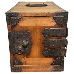 Antique Japanese Late Edo Era 3 Drawer Funadansu Sugi & Iron 16.5"
