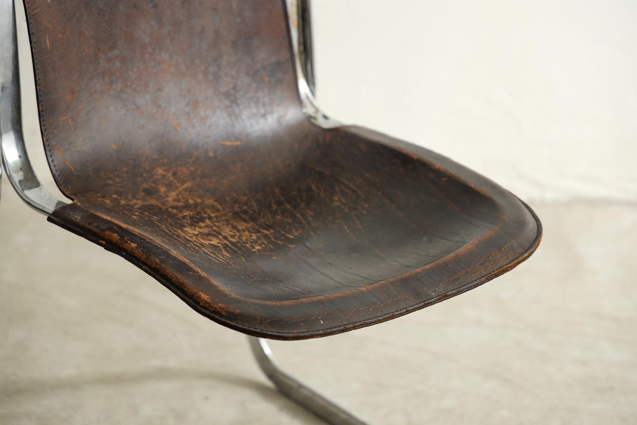 Silla de cuero japonesa antigua, Silla primitiva, Wabi-Sabi Japonés en venta
