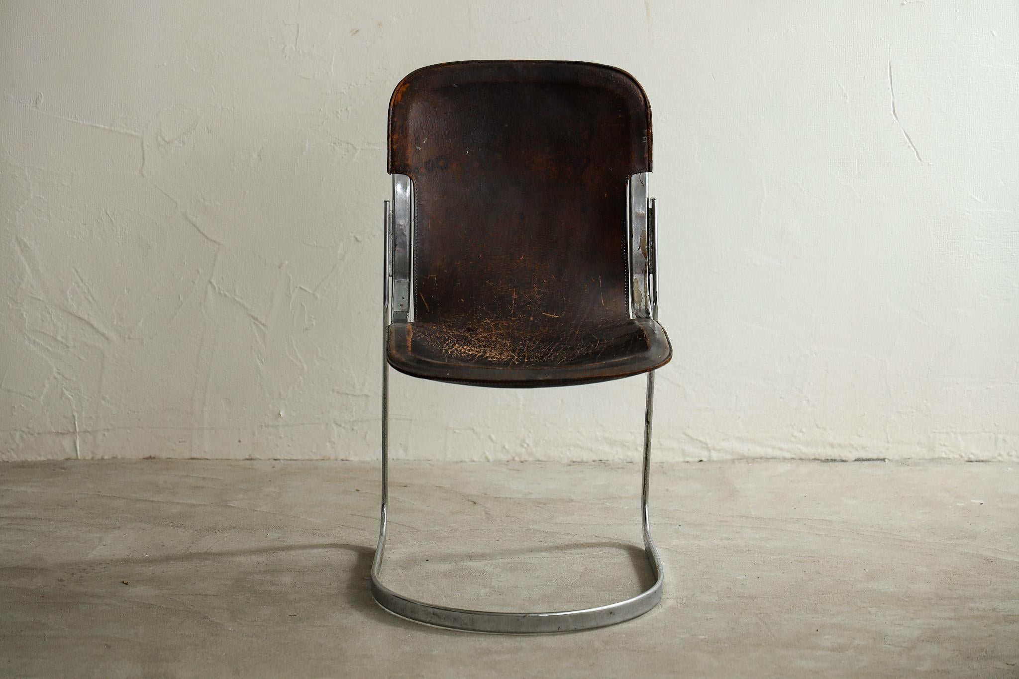 Silla de cuero japonesa antigua, Silla primitiva, Wabi-Sabi en Bueno estado para la venta en Katori-Shi, 12