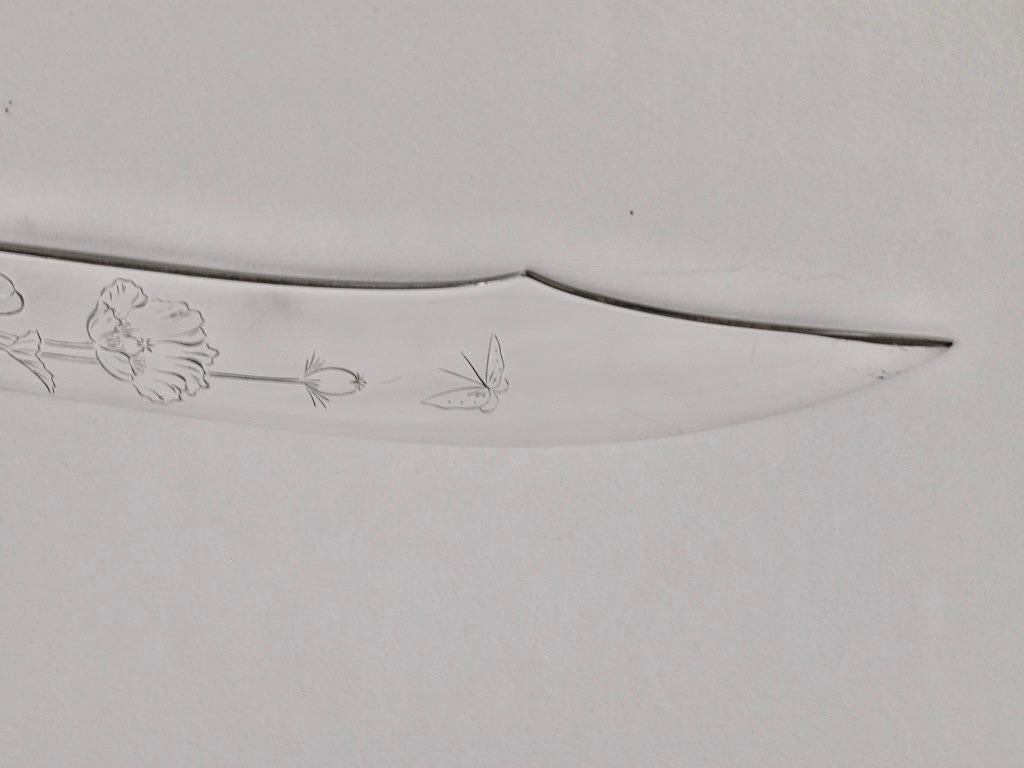 Antique Japanese Letter Opener, Sterling Silver Handle, Silver Plated Blade, 1890 3