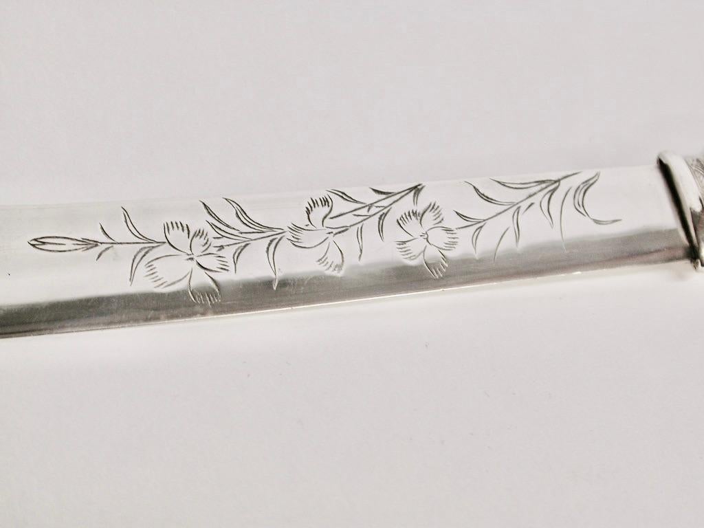 Antique Japanese Letter Opener, Sterling Silver Handle, Silver Plated Blade, 1890 In Good Condition In London, GB