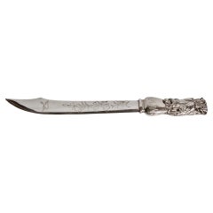 Antique Japanese Letter Opener,Sterling Silver Handle,Silver Plated Blade,1890