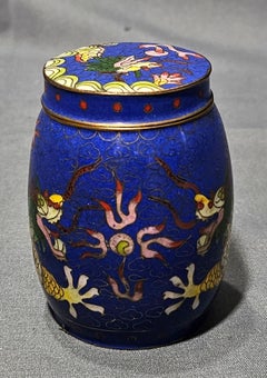 Antique Japanese Lidded Cloisonné Canister, Meiji Period