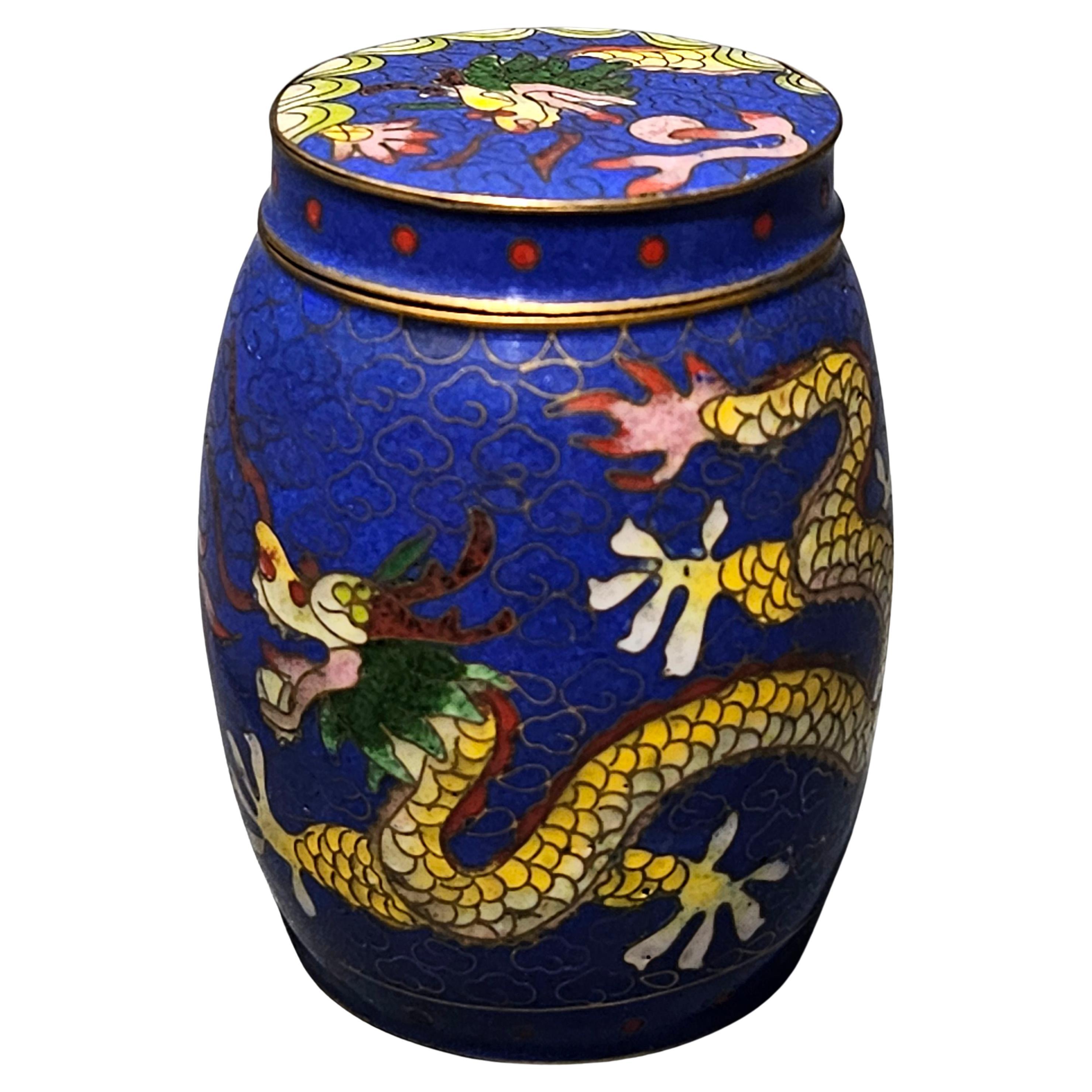 Antique Japanese Lidded Cloisonné Canister, Meiji Period