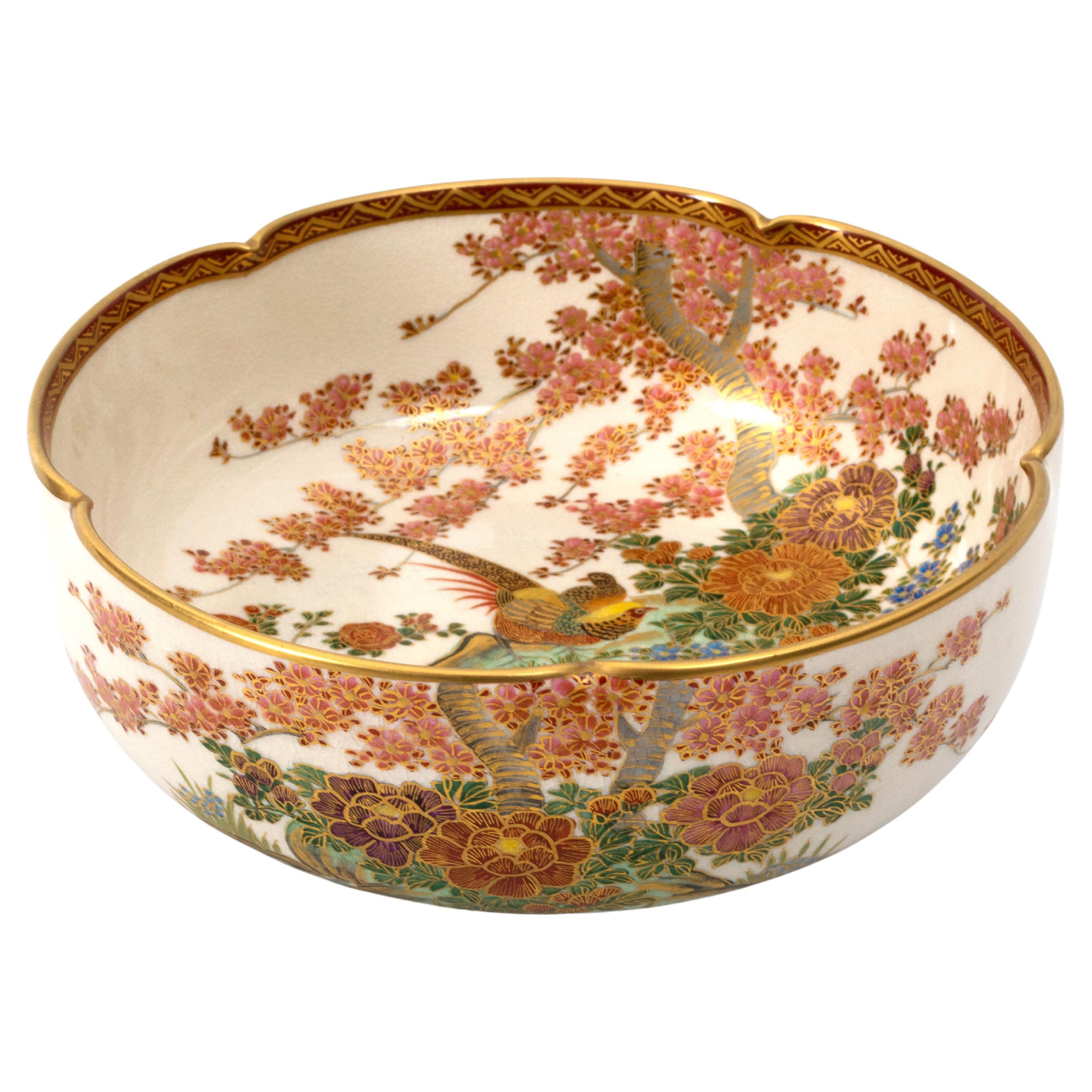 Antique Japanese Lobed Satsuma Bowl Meiji Period C.1900