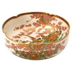Antique Japanese Lobed Satsuma Bowl Meiji Period C.1900