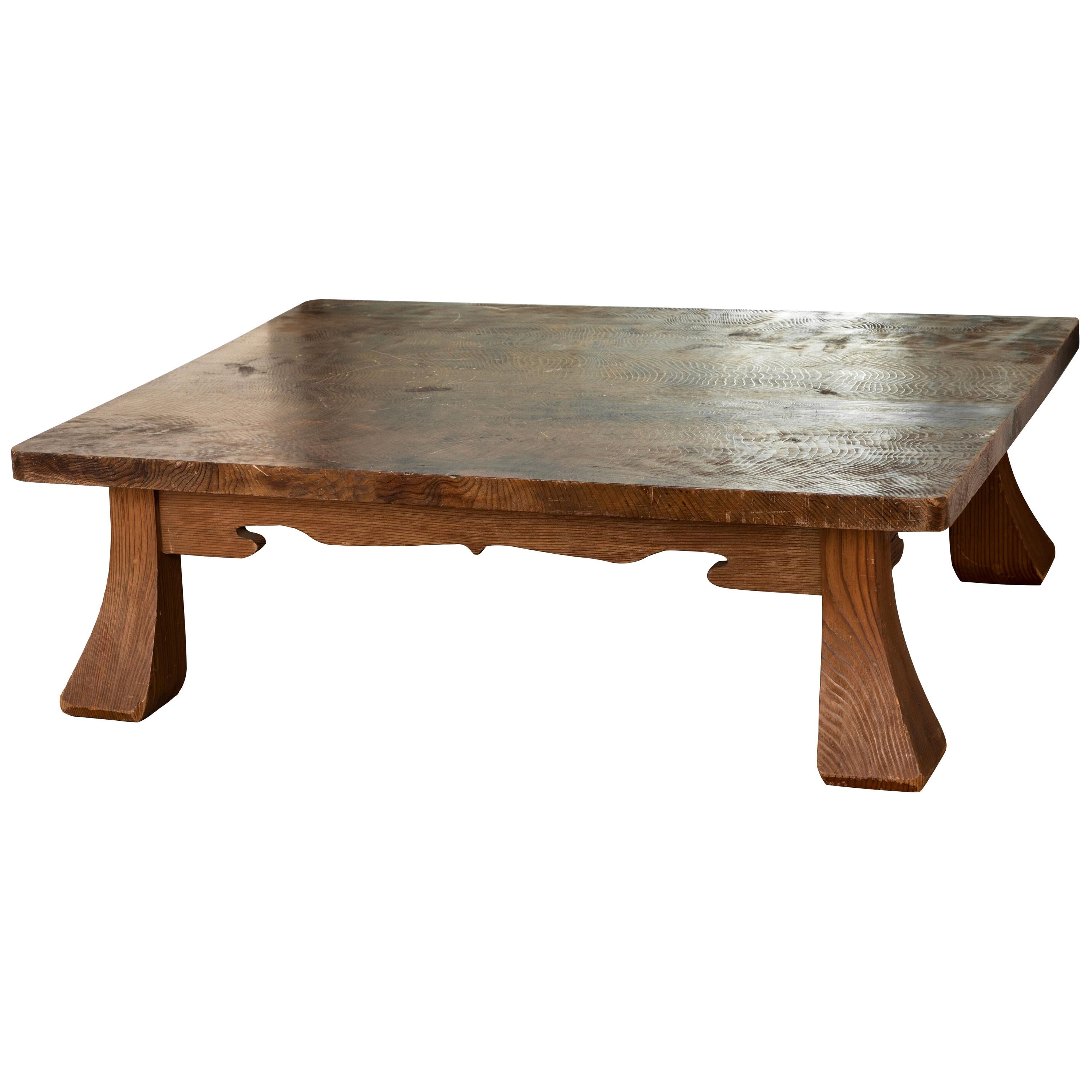 Antique Japanese Low Table, Quarter-Sawn Pine