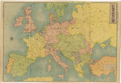 Antique Japanese Map of Europe, Russo-Japanese War, Meiji 1904