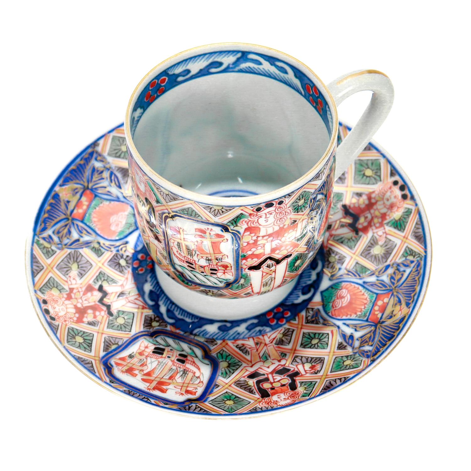 Taza y Plato Antiguos Japoneses Meiji 