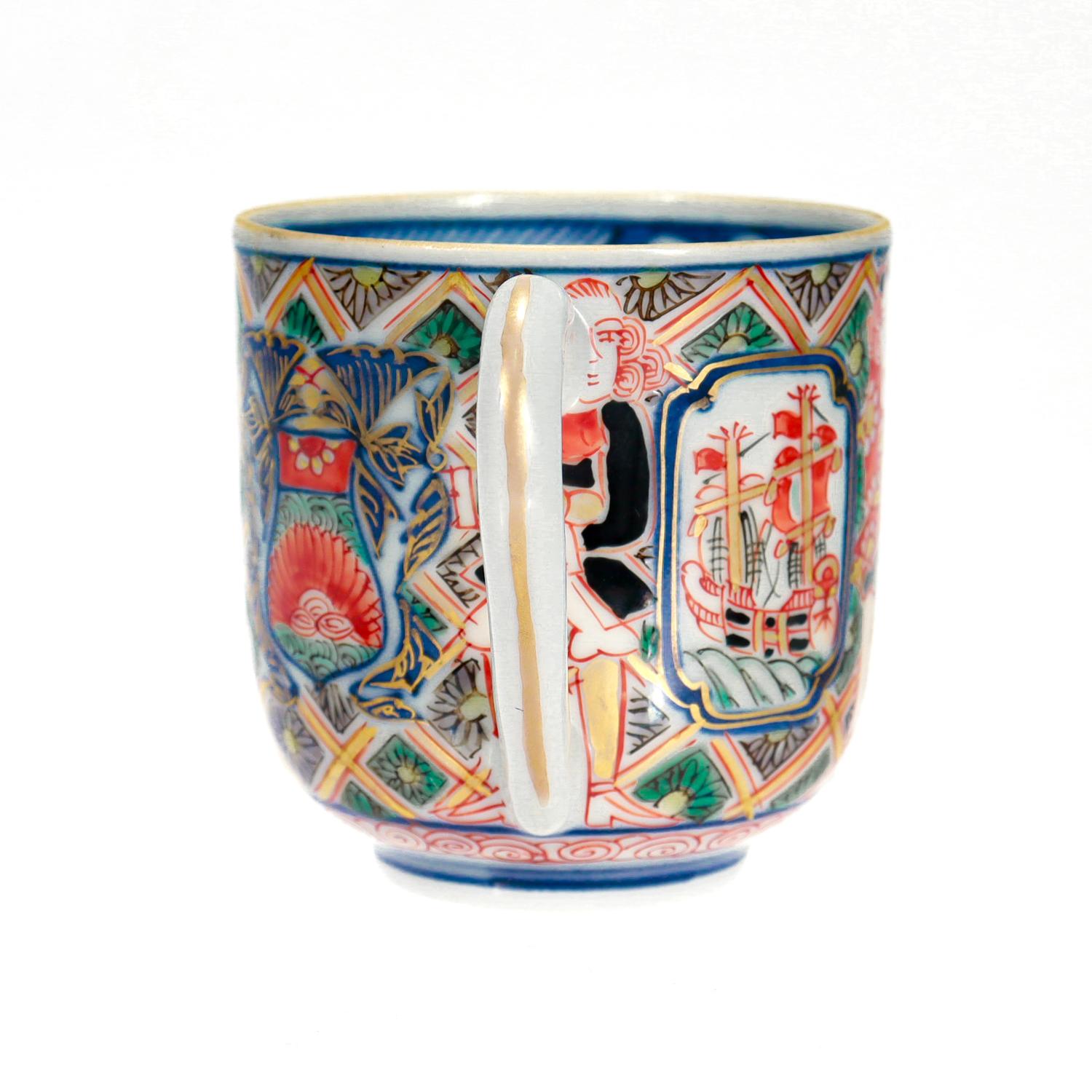 Taza y Plato Antiguos Japoneses Meiji 