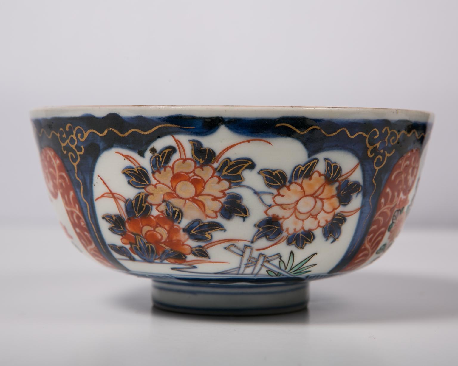 Hand-Painted Antique Imari Japanese Meiji Bowl