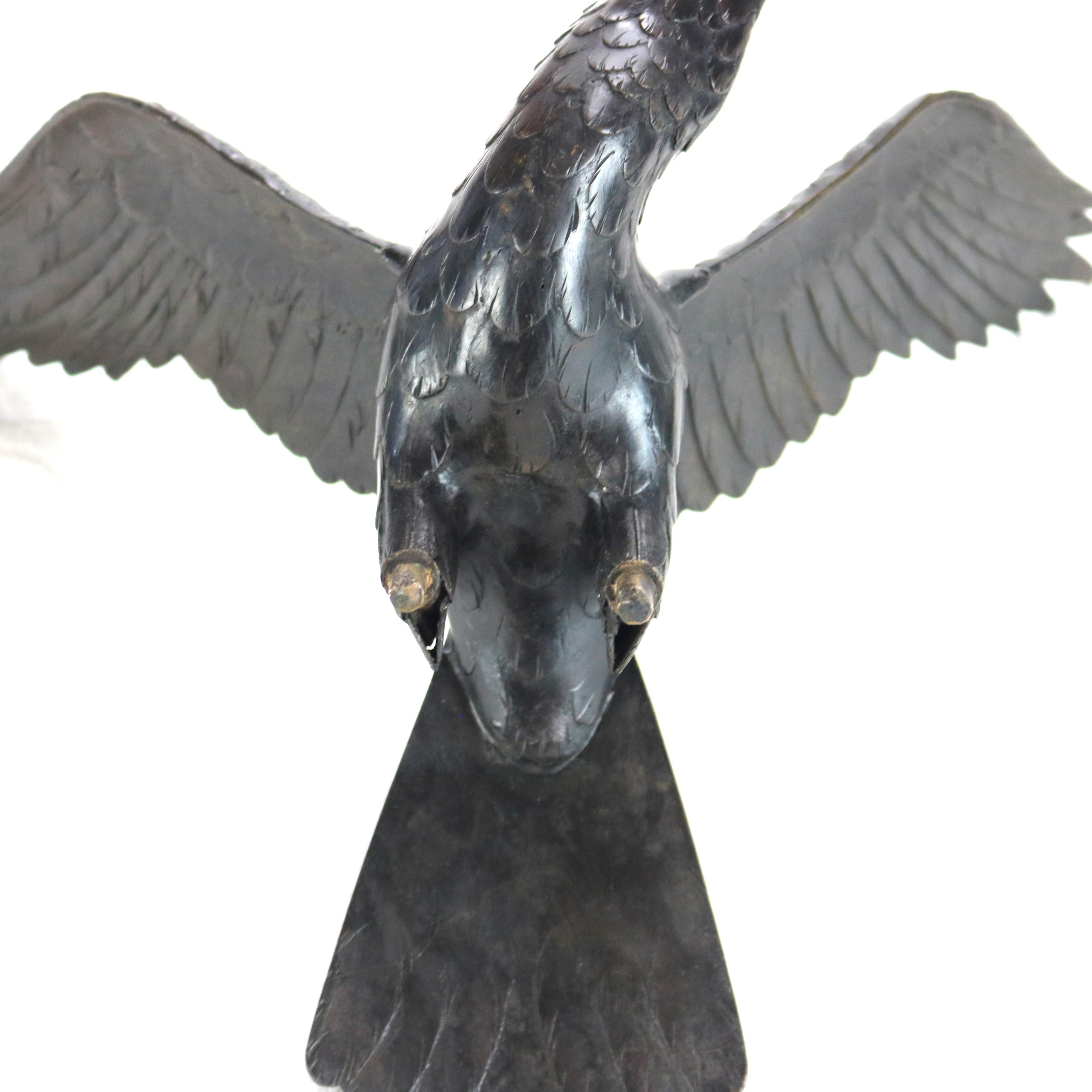 Antique Japanese Meiji Bronze Eagle on Branch Sculpture Unsigned C1910 8