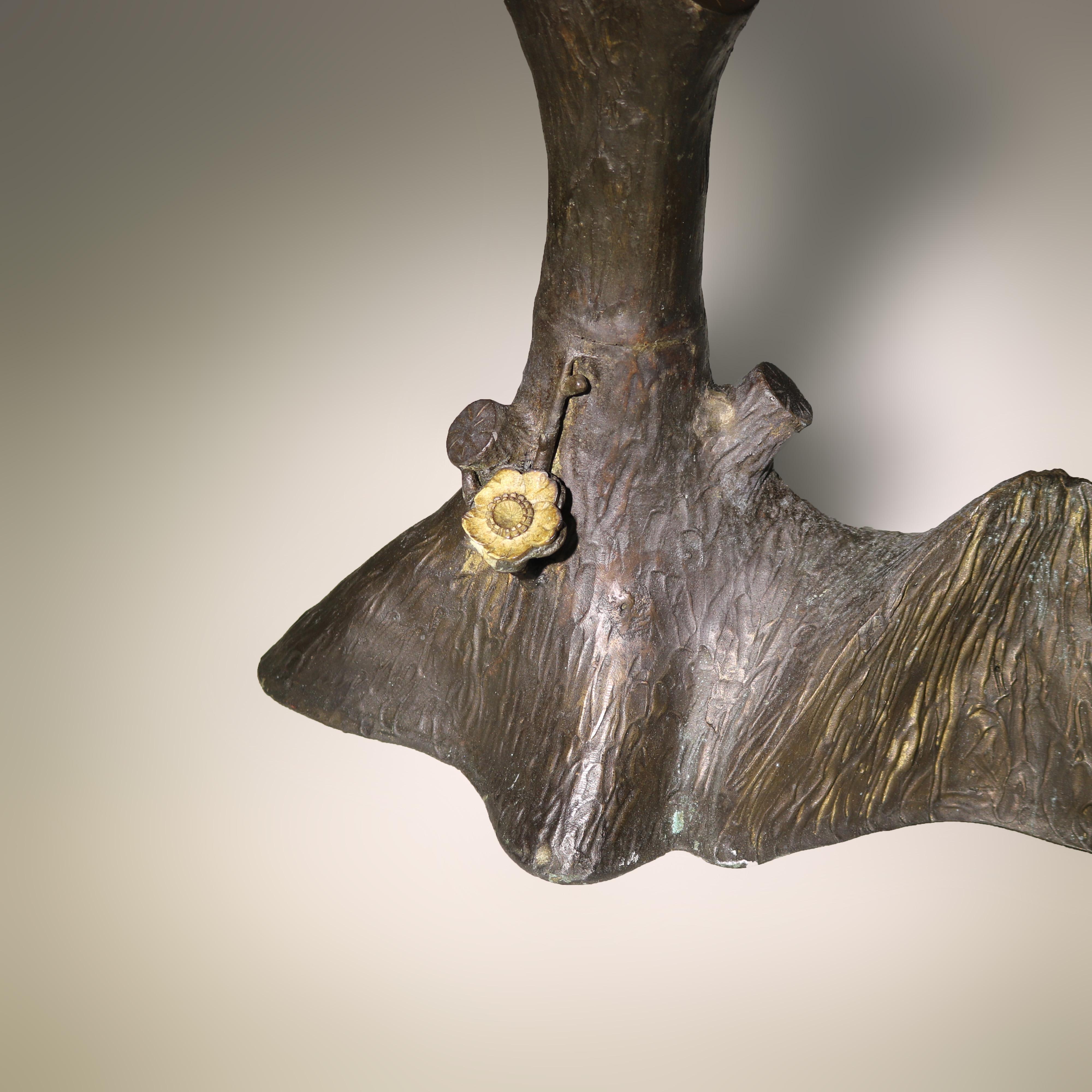 20th Century Antique Japanese Meiji Bronze Eagle on Branch Sculpture Unsigned C1910