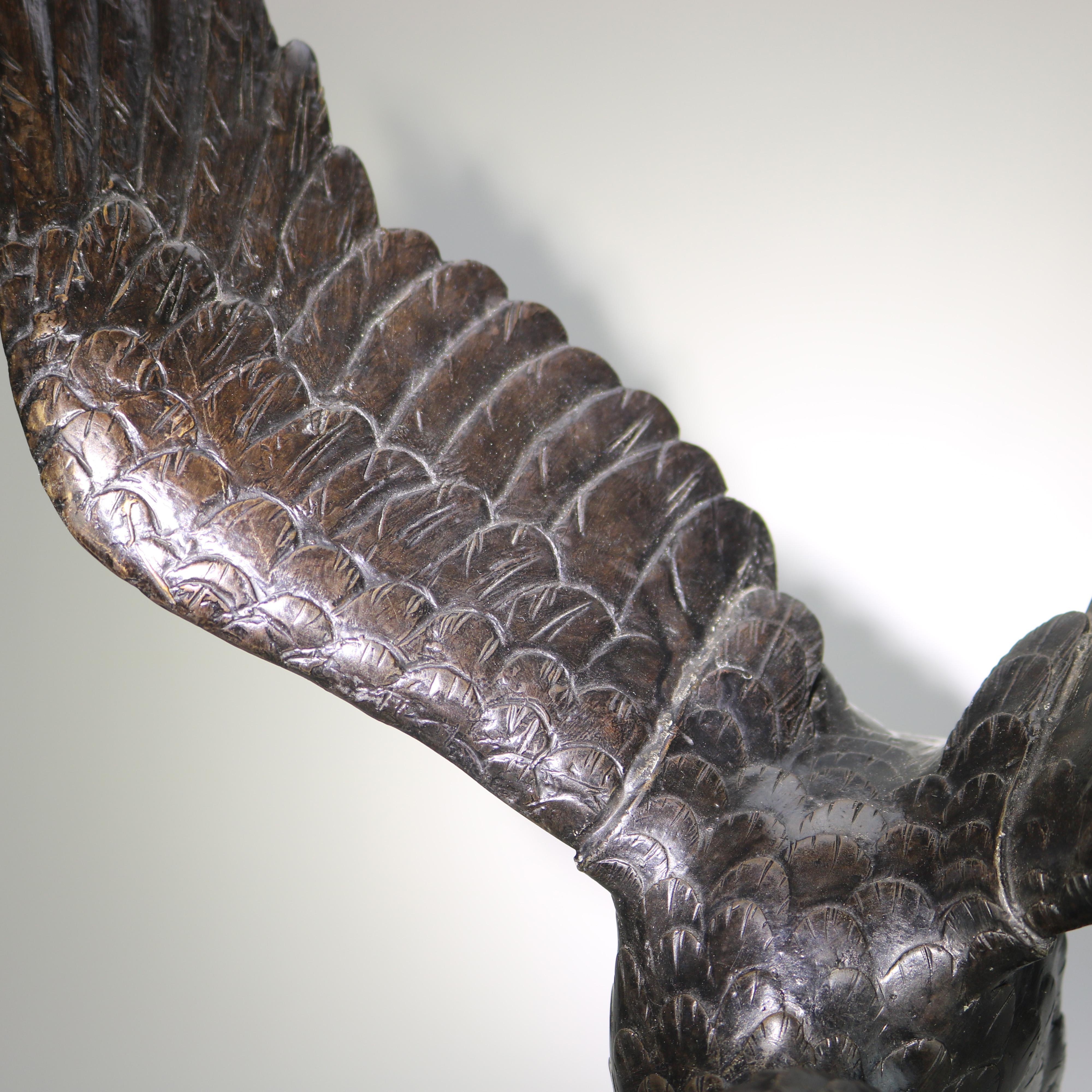 Antique Japanese Meiji Bronze Eagle on Branch Sculpture Unsigned C1910 1
