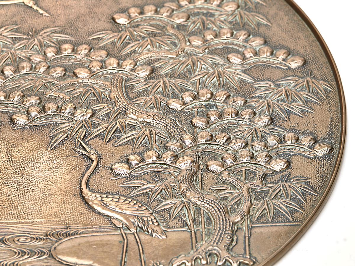 Antiker japanischer Meiji-Bronze-Spiegel 19. Jahrhundert (Japanisch) im Angebot