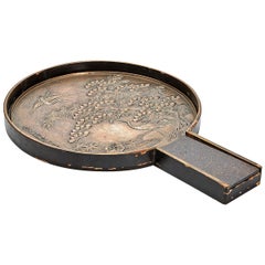 Antique Japanese Meiji Bronze Mirror 19th Century