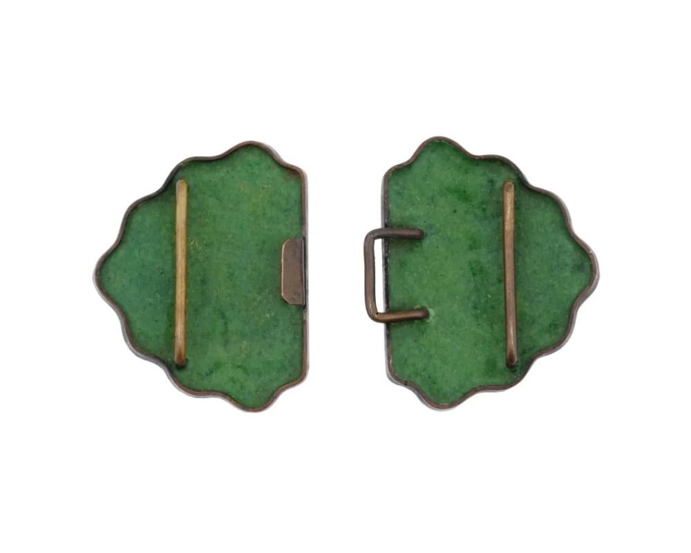 Gray Antique Japanese Meiji Cloisonne Enamel Belt Buckle