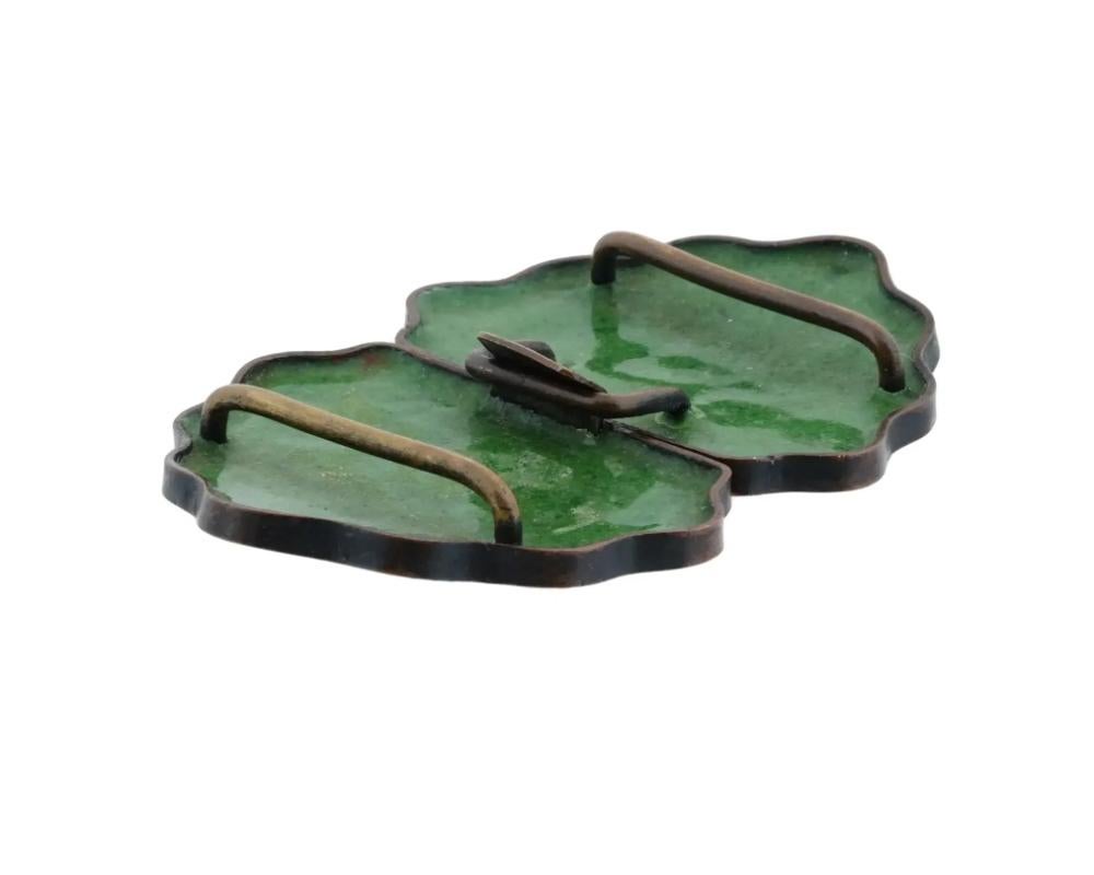 Antique Japanese Meiji Cloisonne Enamel Belt Buckle In Good Condition In New York, NY