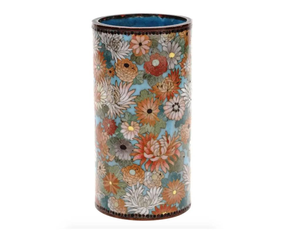 Antique Meiji Japanese Cloisonne Enamel Millefiori Brush Pot Silver Wire Goto Sc In Good Condition For Sale In New York, NY