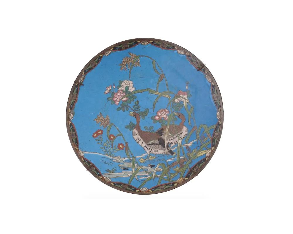 Antique Japanese Meiji Cloisonne Enamel Charger In Good Condition In New York, NY