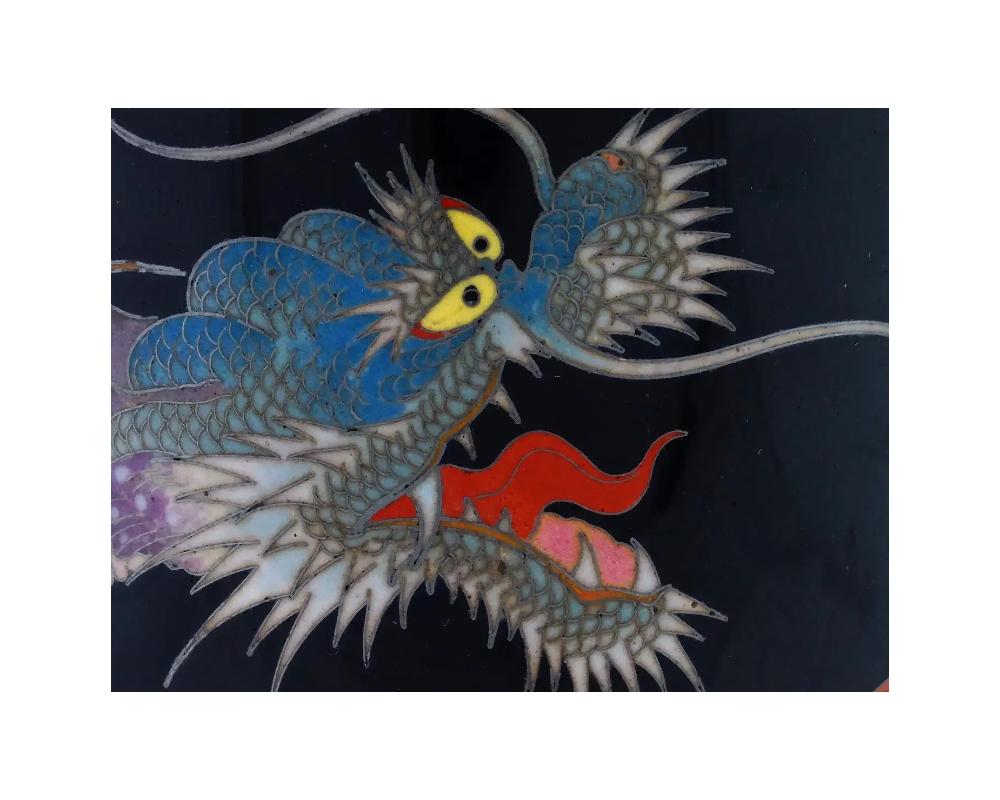 Antique Japanese Meiji Cloisonne Enamel Dragon Vase For Sale 1