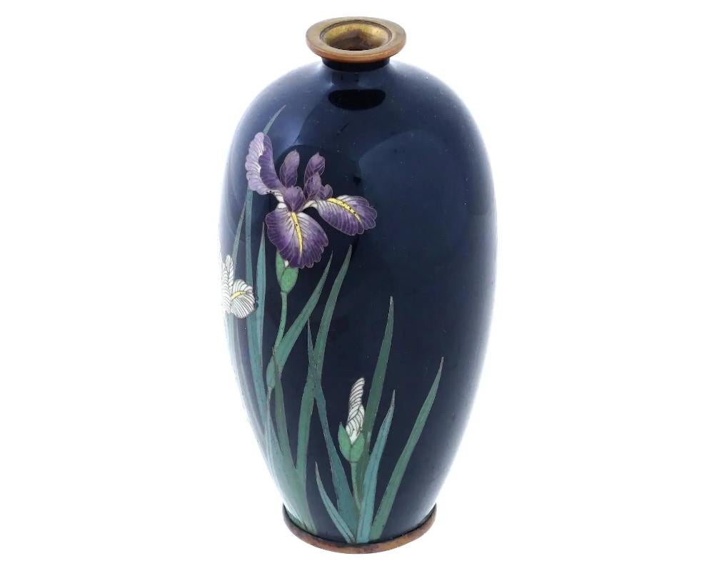 Cloissoné Antique Japanese Meiji Cloisonne Enamel Flower Vase For Sale