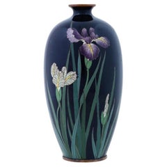 Vase japonais ancien à fleurs en émail cloisonné Meiji