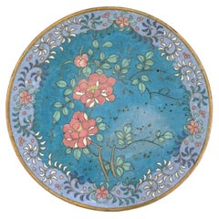 Antique Japanese Meiji Cloisonne Enamel Floral Plate