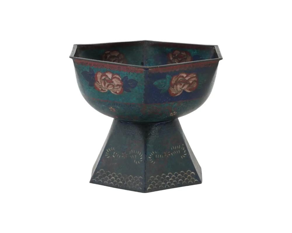 Cloissoné Antique Japanese Meiji Cloisonne Enamel Tazza Bowl For Sale