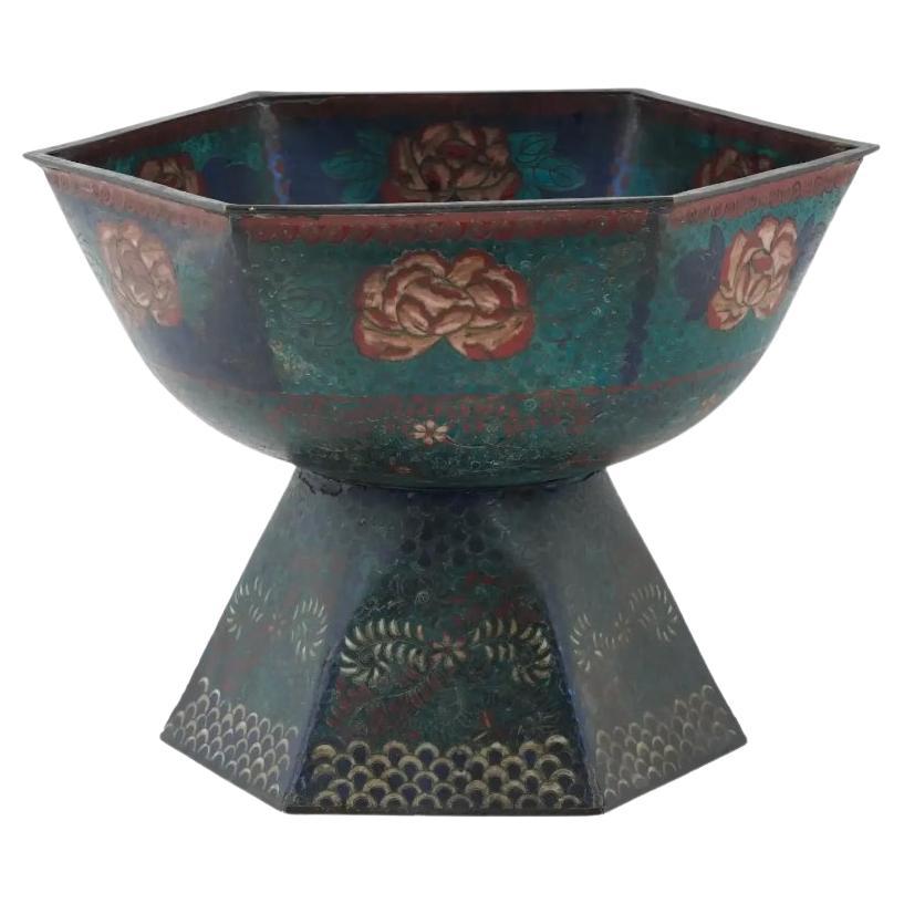 Antique Japanese Meiji Cloisonne Enamel Tazza Bowl For Sale
