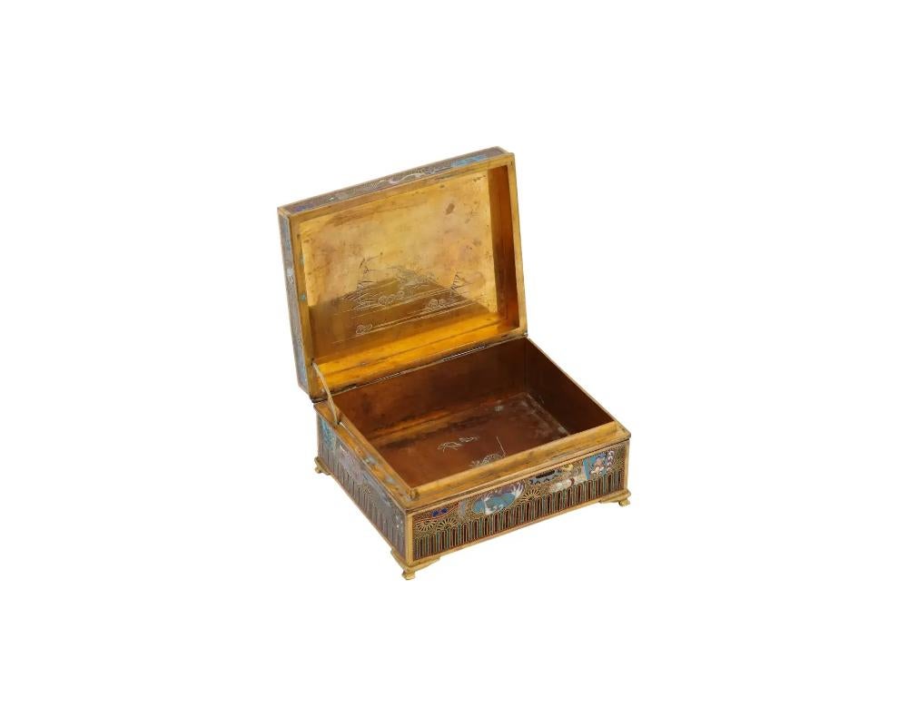 Antique Japanese Meiji Cloisonne Enamel Trinket Box 4