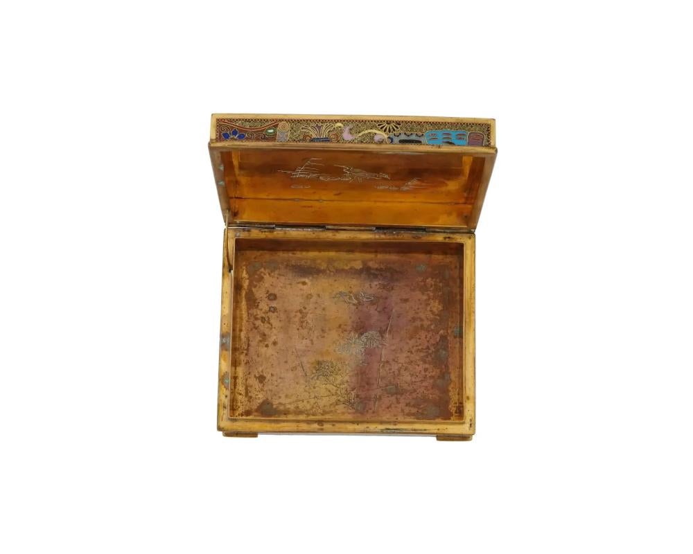 Antique Japanese Meiji Cloisonne Enamel Trinket Box 5