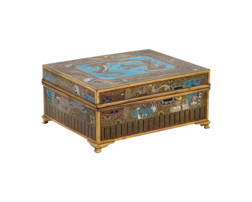 Cloissoné Antique Japanese Meiji Cloisonne Enamel Trinket Box