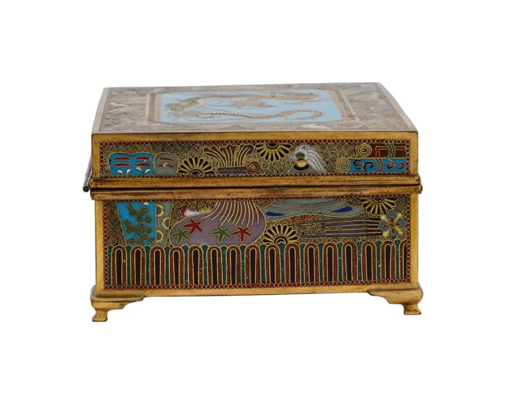 19th Century Antique Japanese Meiji Cloisonne Enamel Trinket Box