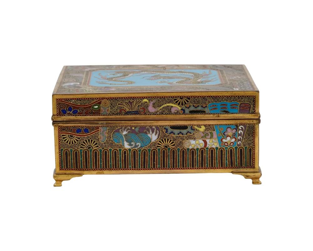 Copper Antique Japanese Meiji Cloisonne Enamel Trinket Box