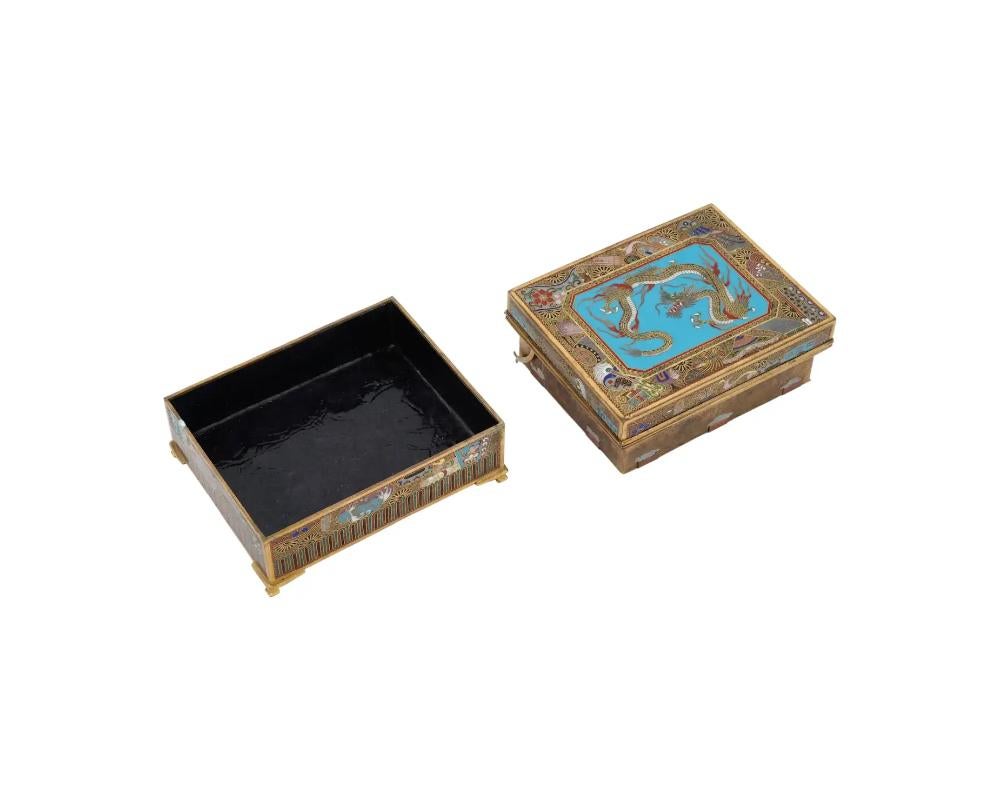 Antique Japanese Meiji Cloisonne Enamel Trinket Box 3