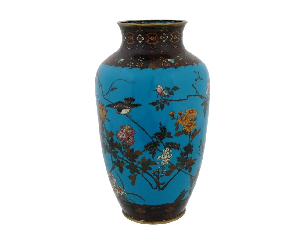 Antique Japanese Meiji Cloisonne Enamel Vase In Good Condition For Sale In New York, NY