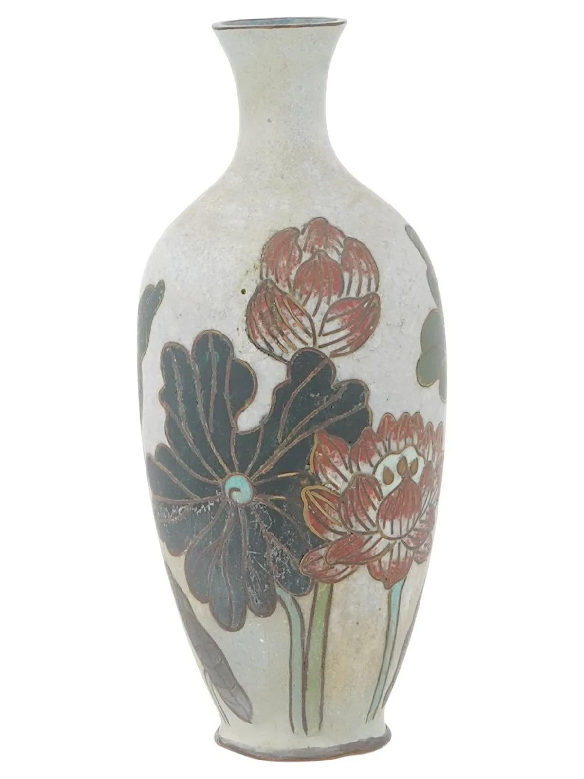 Antiguo jarrón japonés Meiji de esmalte cloisonné Cloissoné en venta