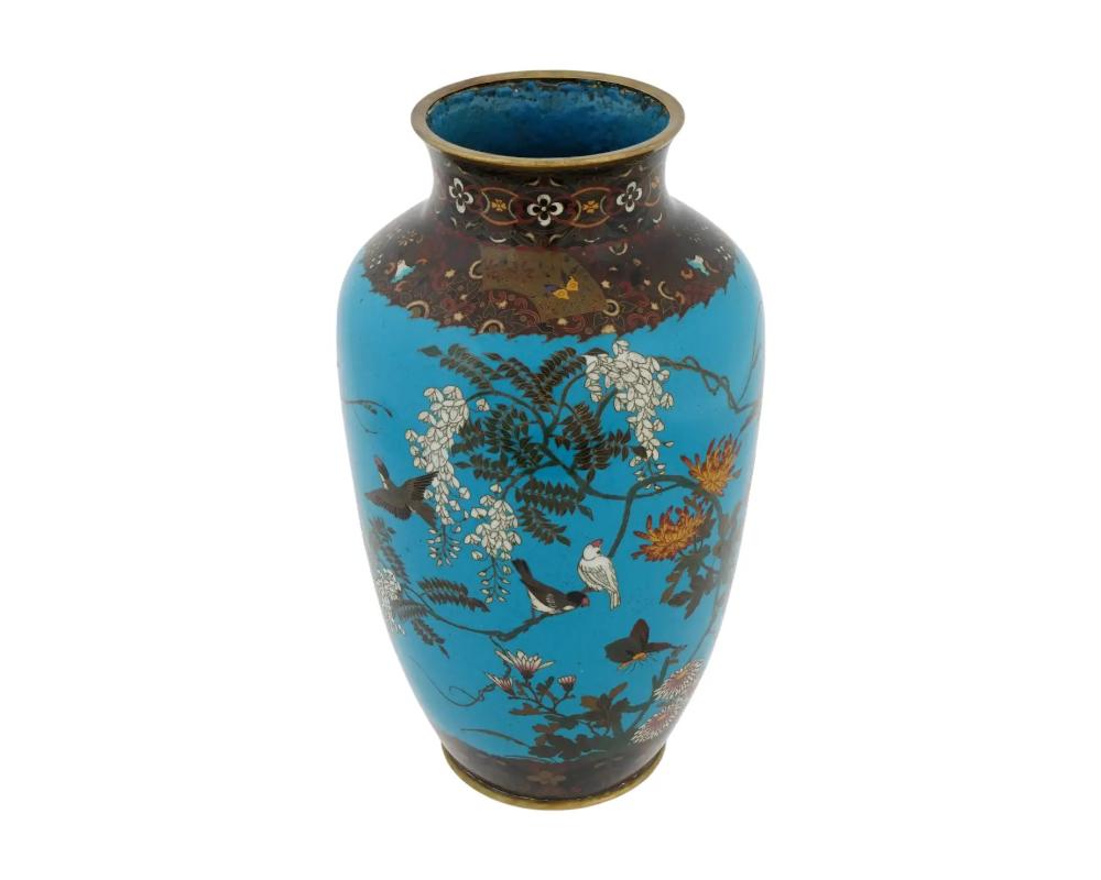 19th Century Antique Japanese Meiji Cloisonne Enamel Vase For Sale