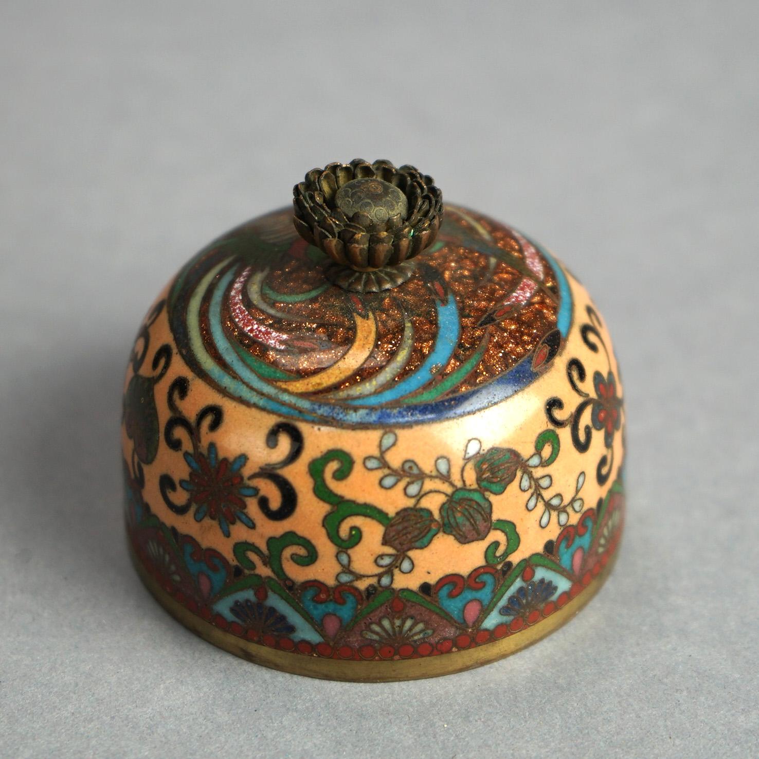 Antique Japanese Meiji Cloisonné Enameled & Lidded Scent Dragon Jar C1920 For Sale 5